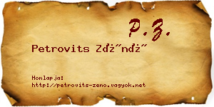 Petrovits Zénó névjegykártya